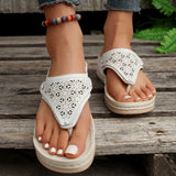 Summer New Outdoor Large-Size Roman Sandals Casual Comfortable Hollow Thick Bottom Clip Cool Slippers Women HZ0115