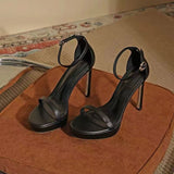 2025 New Summer Net Red High Heels With Sexy 12Cm Fine And Silver Waterproof Table Sandals Woman HZ0115