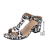 Sexy Leopard-Print High-Heeled Sandals Women Large-Size Zebra-Ssed Coarse Heel Sandals HZ0115