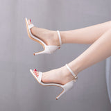 8 Cm Light Mouth With High-Heeled Sandals White Light Sandals Fine Heel Fish Mouth Wedding Dress Wedding Shoes HZ0115
