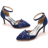 7 Cm Fine Heel Large-Size Sandals Banquet Women's Shoes Water Drill Tips High Heel Sandals And Sandals Dress Dress Long Skirts HZ0115