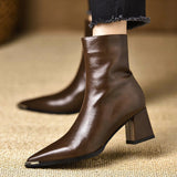 Maillard Retro Fashion Metal Sharp Head And Fashion Boots Autumn And Winter New Plus Velvet Temperament Short Boots HZ0115
