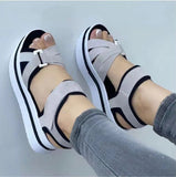 2025 New Large-Size Thick-Soled Sandals Women's Flat-Bottomed Magic Sticker Women's Beach Sandals HZ0115