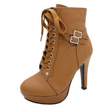 New Autumn 2025 Cross-Tie Martin Boots Fine High Women's Short Boots Fashion Belt Buckle Female Boots HZ0115