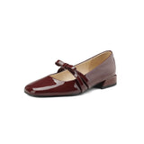 French Retro Low-Heeled Coarse Bow Mary Jane Shoes Women 2025 Spring And Autumn New Paint Skin Shallow Single Shoes HZ0115