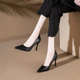 High Heels Black Fine Heel Professional Shoes Comfortable Pointed Temperament Commuter Flight Attendant Interview Work Shoes Women Fashion Single Shoes HZ0115