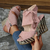 2025 Summer New Women's Slope And Thick-Soled Sandals Large-Size Fish Mouth Suzu Side Zipper Sandals HZ0115