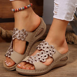 2025 Summer New Women's Slope And Thick-Bottomed Slippers Large-Size Fish Mouth Casual Beach Shoes Women HZ0115