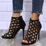 Summer High-Heeled Sandals Fashion Simple Comfortable Toe Sexy Hollow Daily Fine Heel Sandals HZ0115