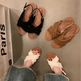 Flat-Soled Sandals Women 2025 New Summer Retro National Fairy Evening Wind Simia Beach Wearing Slippers HZ0115