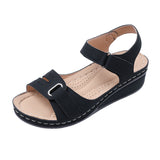Large-Size Shoes 2025 New Casual Round Head Magic Sticker Heel Sandals In Women's Slopes HZ0115