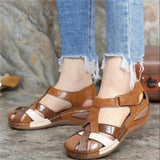 Women's Sandals 2025 Summer New Retro Round-Headed Slope And Hollow Women's Shoes Casual Sandals HZ0115