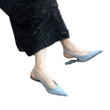 French Fine-Heeled Back-And-Head White Sandals Women's Shoes Fairy Single Shoes Summer Denim Baot Cat And Muller High Heels HZ0115