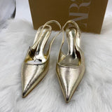 ZA Home In The Autumn Of 2025 On The New Golden Sharp Behind The High-Heeled Women Muqin Shoes Small Fine Heel Big Size List HZ0115