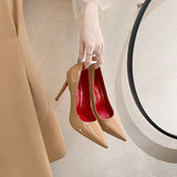 Red-Soled Black High-Heeled Women's Fine Heel Sexy Night Scene 2025 Spring And Autumn New Bed Patent Leather Pure Lusty Single Shoes HZ0115