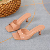 High-Heeled Cool Slippers Women 2025 Summer New Large Square Head And One-Word Drag Women's Fish Mouth Slippers HZ0115