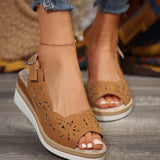 2025 New Summer Women's Slope Sandals Large Thick Bottom Slope And Fish Mouth Sandals Belt Buckle HZ0115