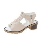 2025 Summer New Women's Shoes Korean Version Of Coarse Sandals Side Zipper Leisure Slope And Solid Color Coarse Large-Size Sandals Women HZ0115
