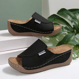 Large-Size Thick-Bottomed Casual Slippers Women 2025 New One-Word Fashion Simple Time Fish Mouth Slippers HZ0115