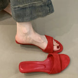 Vintage Velvet Noodles Small Slope And Dew Slippery Slippers Women Wear Comfortable Soft Soles Pedal Cool Slippers HZ0115