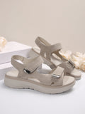 2025 New Summer Women's Shoes Large-Size Thick-Sed Casual Sandals With Magic Stickers Women's Shoes HZ0115