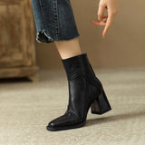 Coarse And Short Boots Women 2025 New High-Heere Winter Brown Skinny Boots English-Style Vintage Martin Boots HZ0115