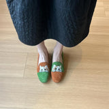 Embroidered Kitten One Foot Pedal Leof Shoes Women Retro New Chinese Style Outside Wearing A Single Shoe Flat Bean Bean Shoes HZ0115