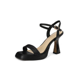 2025 Summer Thick-Soled Women's Shoes With Fashion Square High Heels Thick Heel Waterproof Table Barbie Powder Sandals 9Cm HZ0115