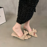 High-Heeled Fairy Wind Cool Slippers Women's Shoes Wear 2025 New Summer Bow Temperament Sandals HZ0115