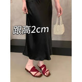 French Retro One-Word Slippers Women's Summer Wear 2025 New Temperament High-Heeled Shoes Sand Slippers HZ0115