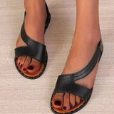 New Roman Wind Large-Size Fish Mouth Type Flat-Soled Sandals 2025 New Dew Women's Shoes HZ0115