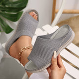 2025 New Summer Women Thick Bottom Slippers Large-Size Wide Striped Fish Mouth Thick Bottom Slippers Women HZ0115