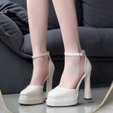 Large-Size French Mary Jane High Heel Wedding Shoes Waterproof Table Sexy Ultra-High Heel Barbie Shoes Small Half-Baby Head Woman HZ0115