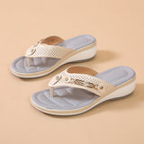 2025 New Sandals Women Metal Buckle Beach Net Red Flipper Women Summer Slope And Large Size Women Slippers HZ0115