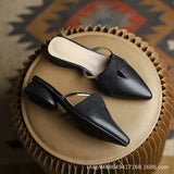 Baotou Half Slippers Women's Summer Wear 2025 Summer New Shoes Pointed Flat Bottom Muller Cool Slippers Half-To-Single Shoes HZ0115