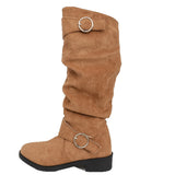 New Women's Fashion Boots Large-Size Round Head Thick And Long Boots Solid Color Belt Buckle In Autumn And Winter 2025 HZ0115