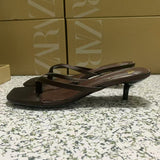 ZA Home 2025 New Square Head Thin Heel Jacket Person-Worded Sandals Female Kitten And Muller Shoes Single Shoes HZ0115
