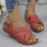 2025 New Summer Women's Slope Sandals Thick Sole Buckle With Fish Mouth Sandals Pure-Colored Slope Heel Sandals HZ0115