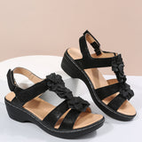 Summer 2025 New Hollow Slope And Fish Mouth Flowers Leisure Comfortable Large Size Sandals Women HZ0115