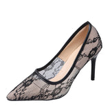 Airable Lace Mesh High Heels Women 2025 New Summer Design Sense Niche Temperament Tip Fine Heel Single Shoes HZ0115
