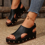 2025 New Women's Summer Thick-Soled Fish Mouth Sandals Large-Size Magic Sticker Fish Mouth Sandals HZ0115