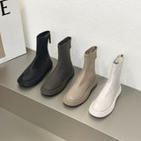 2025 Autumn And Winter New Thick-Bottomed Boots Children Martin Boots White Women's Shoes Skin Skinny Boots Women's Cotton Shoes Plus Velvet Women's Short Boots HZ0115