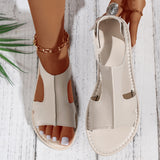 Flat-Soled Sandals Women 2025 Summer New Round Toe Side Empty Bag Behind The Back To Wear Large-Size Sandals HZ0115