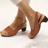 Sandals Women's Large Size 2025 Spring And Summer New Fish Mouth Beach Coarse Buckle With High Heel Women's Sandals HZ0115