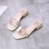 2025 New Metal Buckle Korean Version Of Cool Drag Fashion Korean Version Coarse And Flip-Flops Women's Summer Wear HZ0115