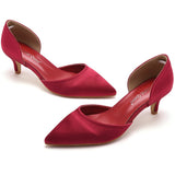 5 Cm Fine Tip Pointed Sandals Low Heel Low-Size Single-Shoe Women's Two-Siped Hollow Women's Shoes Wedding Shoes HZ0115