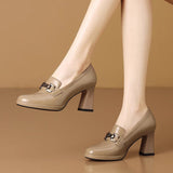 Square Waterproof Table Single Shoes Women's Coarse Heels 2025 Spring New Fashion Baile Shoes Women's Shoes HZ0115