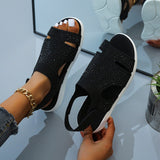 Women's Shoes Summer New Flying Hot Drill Breathable Solid Water Drill Beach Shoes Lightweight Large Women's Sandals HZ0115
