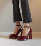 2025 Summer New Thick Heel Shallow Waterproof Table Sweet College Style Simple Comfortable High Heel Single Shoes HZ0115