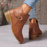 Large-Size Retro Martin Boots 2025 New Pointed Belt Buckle Side Zipper Chelsea Boots Women's Shoes HZ0115